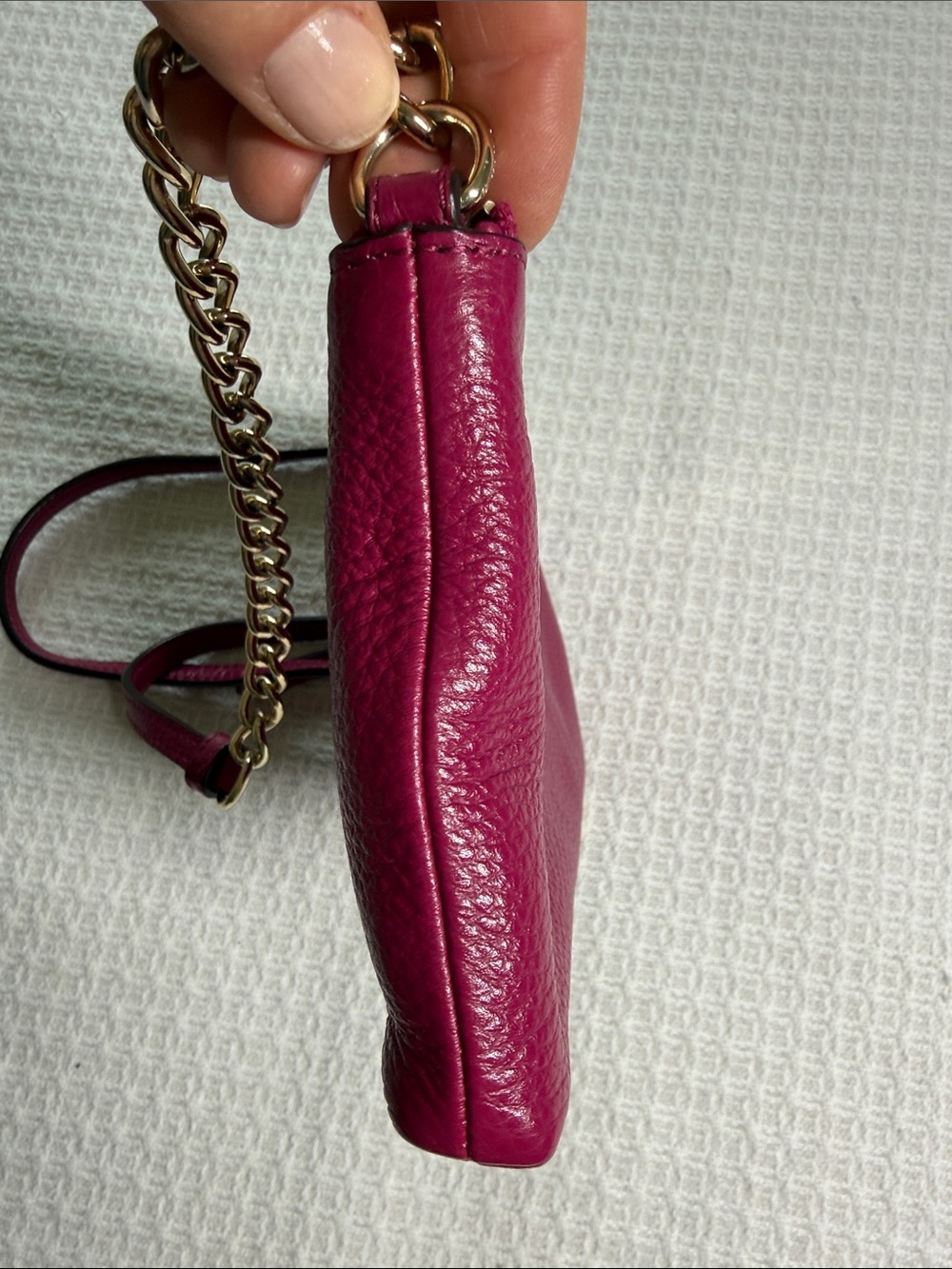 Coach Quinn crossbody in raspberry pink with gold hardware pebbled leather small - Picture 9 of 11
